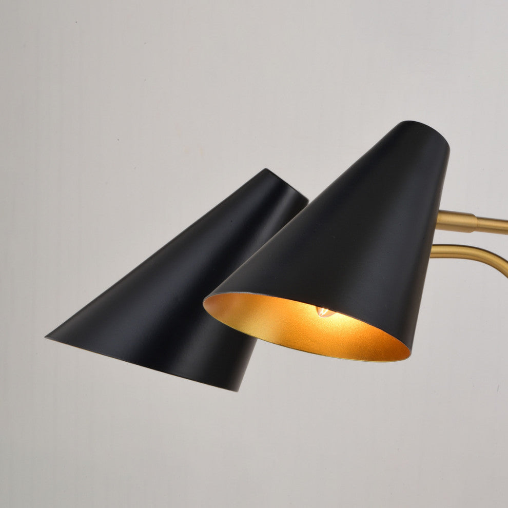 Pryce 30.75" 5 Light Chandelier Matte Black and Satin Brass