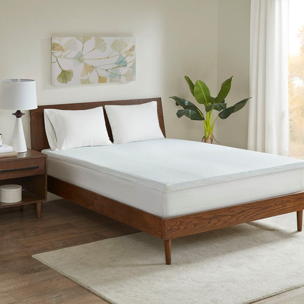 Sleep Philosophy 2" Memory Foam Mattress Topper, White, Full