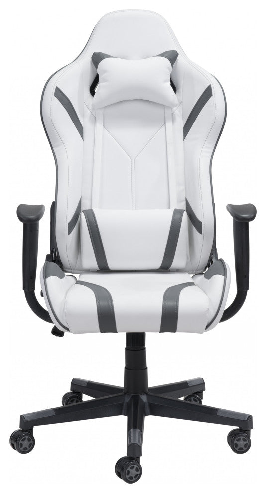White and Gray Leather Gaming Chair