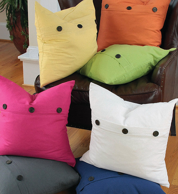 20" Solid Color Pillow With Buttons, Fall Green