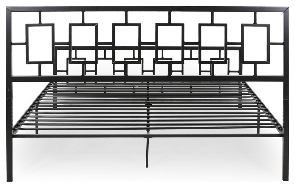Moore Modern Iron King Bed Frame, Flat Black
