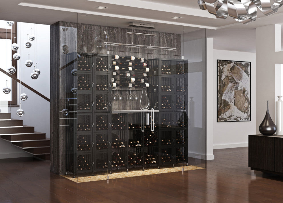 Case and Crate 6 | Metal Bottle Storage | Freestanding Wine Rack, 96 Bottles, Locker