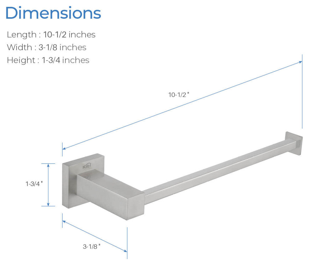 Cube 10" Bathroom Towel Bar KBA1503, Brush Nickel