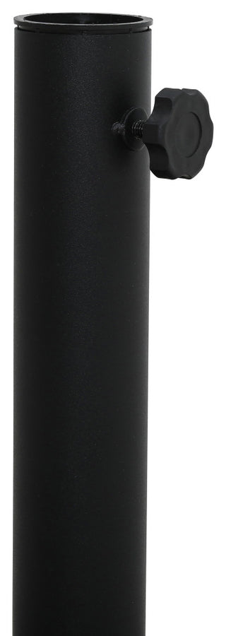 Fiji Patio Umbrella and Base, White, Matte Black Pole, Matte Black Belize Base