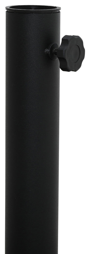 Fiji Patio Umbrella and Base, White, Matte Black Pole, Matte Black Belize Base
