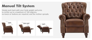 Genuine Leather Recliner, Set of 2, Beige