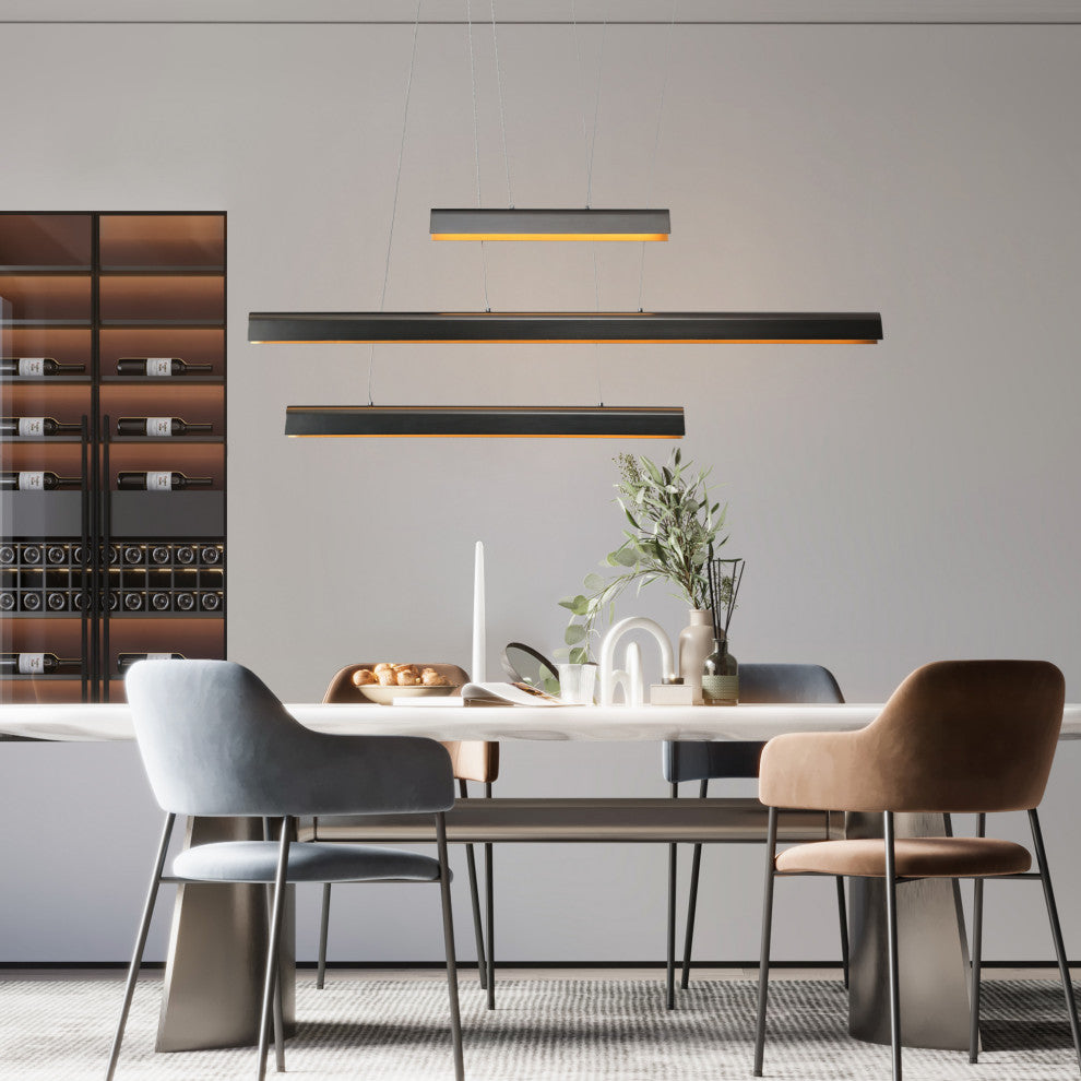 LNC 3-Tier LED Bar, 40.5" Black Modern Linear Kitchen Island Light
