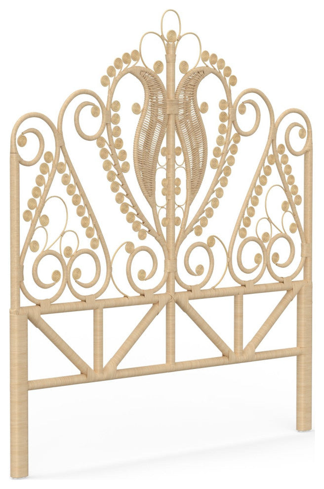 Peacock Rattan Headboard, Natural-Brown, Twin