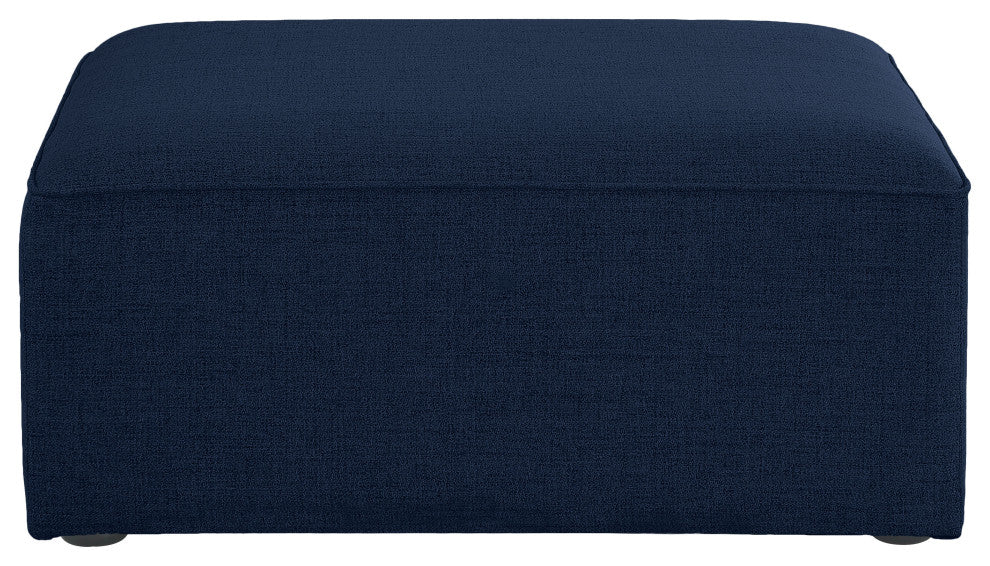 Cube Upholstered Modular Component, Navy, Linen Texured Fabric, Ottoman