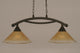Bow 2 Light Island Light In Dark Granite, 12" Amber Crystal Glass