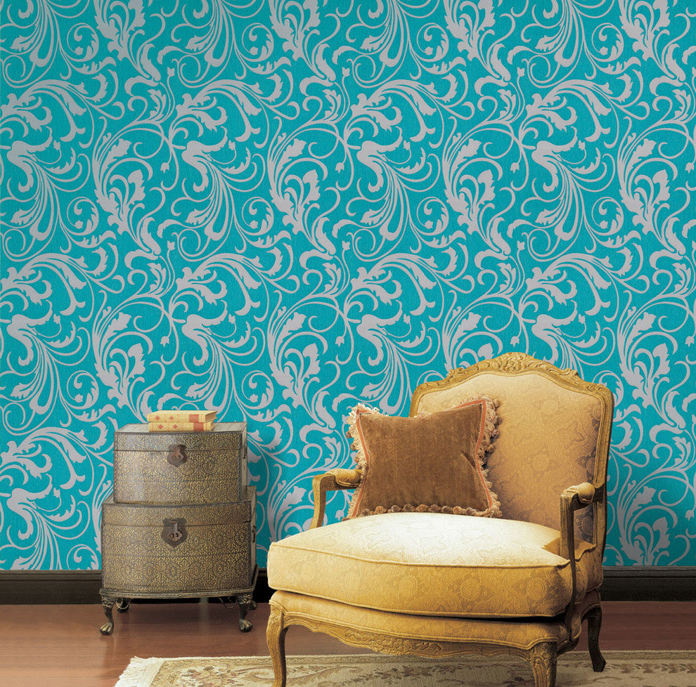 Adore Splashy Corsage Wallpaper, Citrus Green and Gray
