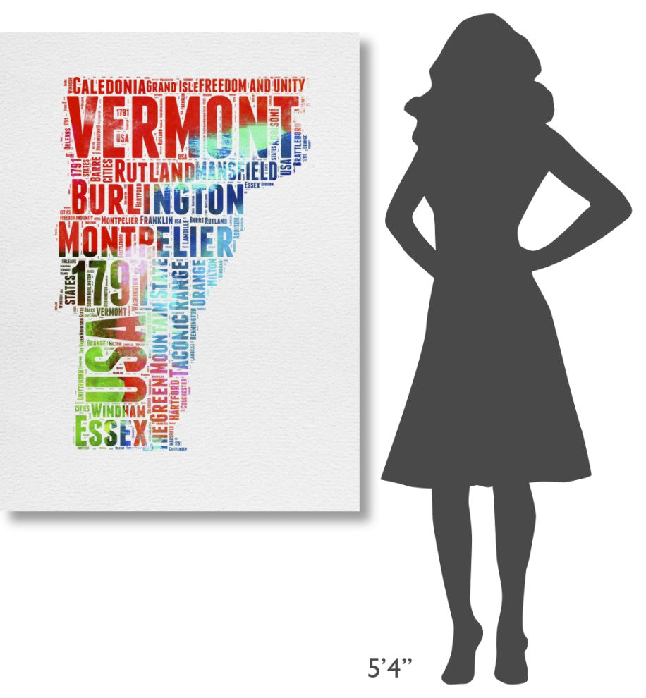 "Vermont Watercolor Word Cloud" Fine Art Print
