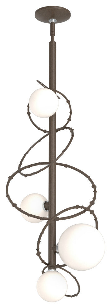 Olympus Vertical Pendant, Bronze Finish, Opal Glass, Standard Overall Height