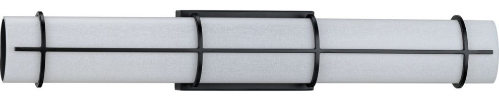 Grid LED 1-Light White Linen Glass LED Modern Wall Light, Black