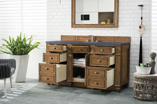 Bristol 60" Single Vanity, Saddle Brown, w/ 3 CM Charcoal Soapstone Quartz Top