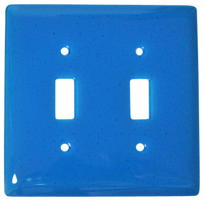 Double Wall Plate Switch, Turquoise Blue, 5x5