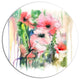 Pink Floral Watercolor Illustration, Animal Round Wall Art, 23"
