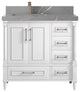 Aberdeen 36 Left Offset Bath Vanity in White 2" Piatra Gray