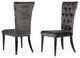 Set of Two Gray Velvet Modern Dining Chairs
