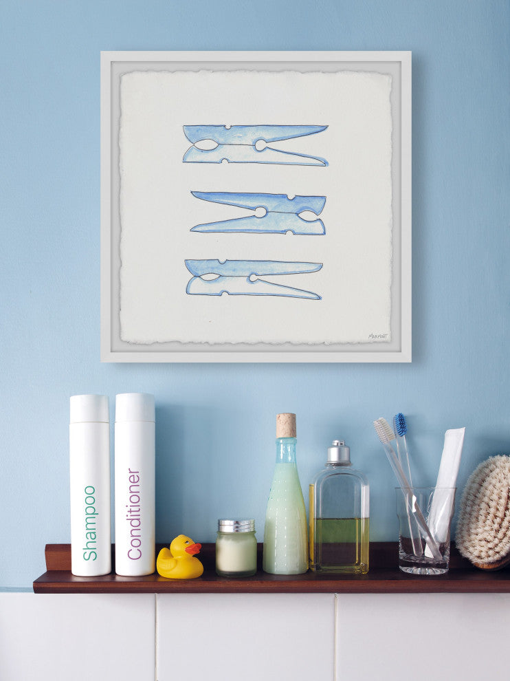 "Clothespins" Framed Painting Print, 24x24