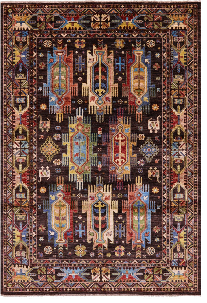 5' 8" X 8' 2" Tribal Fine Serapi Handmade Wool Rug - Q12232
