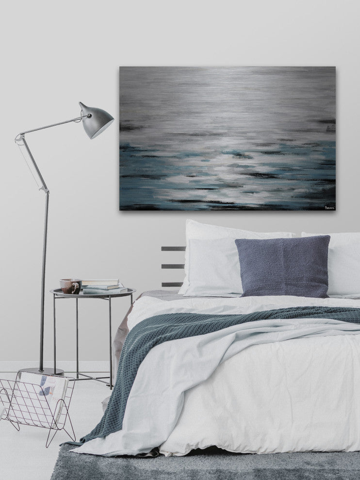 "Reflective Sea" Painting Print on Brushed Aluminum, 60"x40"