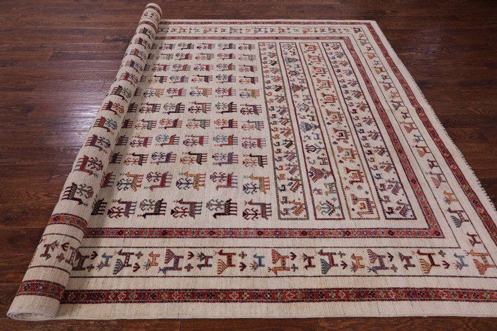 Tribal Persian Gabbeh Hand Knotted Wool Rug 8' 1" X 11' 4" Q11129