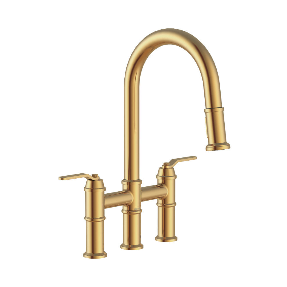 Kinzie Two Handle Pull-Down Bridge, Brushed Bronze