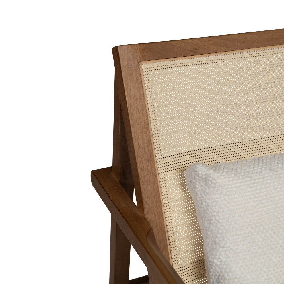 Modern Brazilian, Barra, Cane Lounge Chair, Pecan/Natural/Ivory