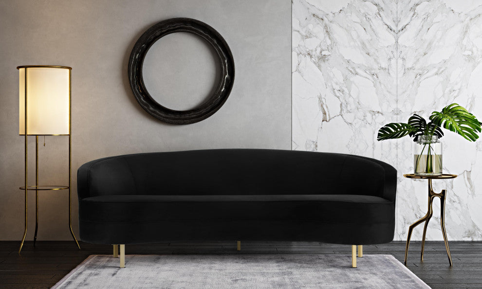 Baila Black Velvet Sofa - Black
