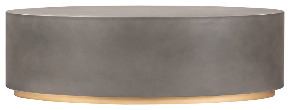 Anais Concrete And Brass Oval Coffee Table