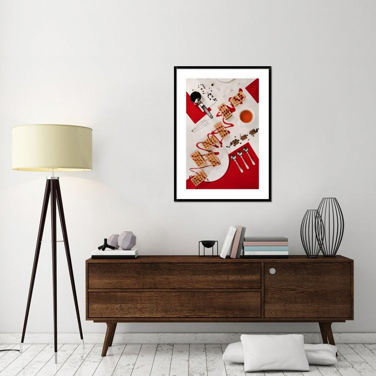 "Suprematic Meal: Viennese Waffles" Framed Digital Print by Dina Belenko, 32x44"