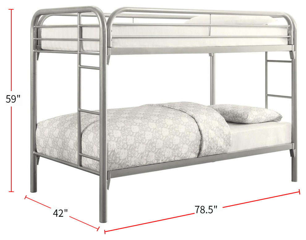 Twin Over Twin Bunk Bed, Silver