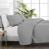 Bare Home Diamond Stitched Coverlet Set, Light Gray, Twin/Twin Xl