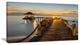 "Brown Wooden Pier in Evening" Seashore Canvas Photo Print, 32"x16"