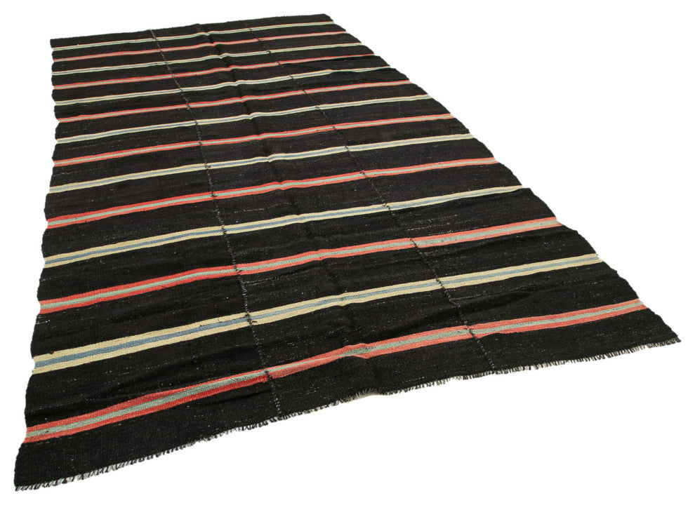 Rug N Carpet - Handmade Anatolian 6' 7'' x 12' 3'' Vintage Goat Hair Kilim Rug