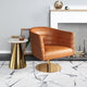 Accent Chair, Faux Vinyl Leather, Steel, Brown, Gold, Lounge Lobby Hospitality