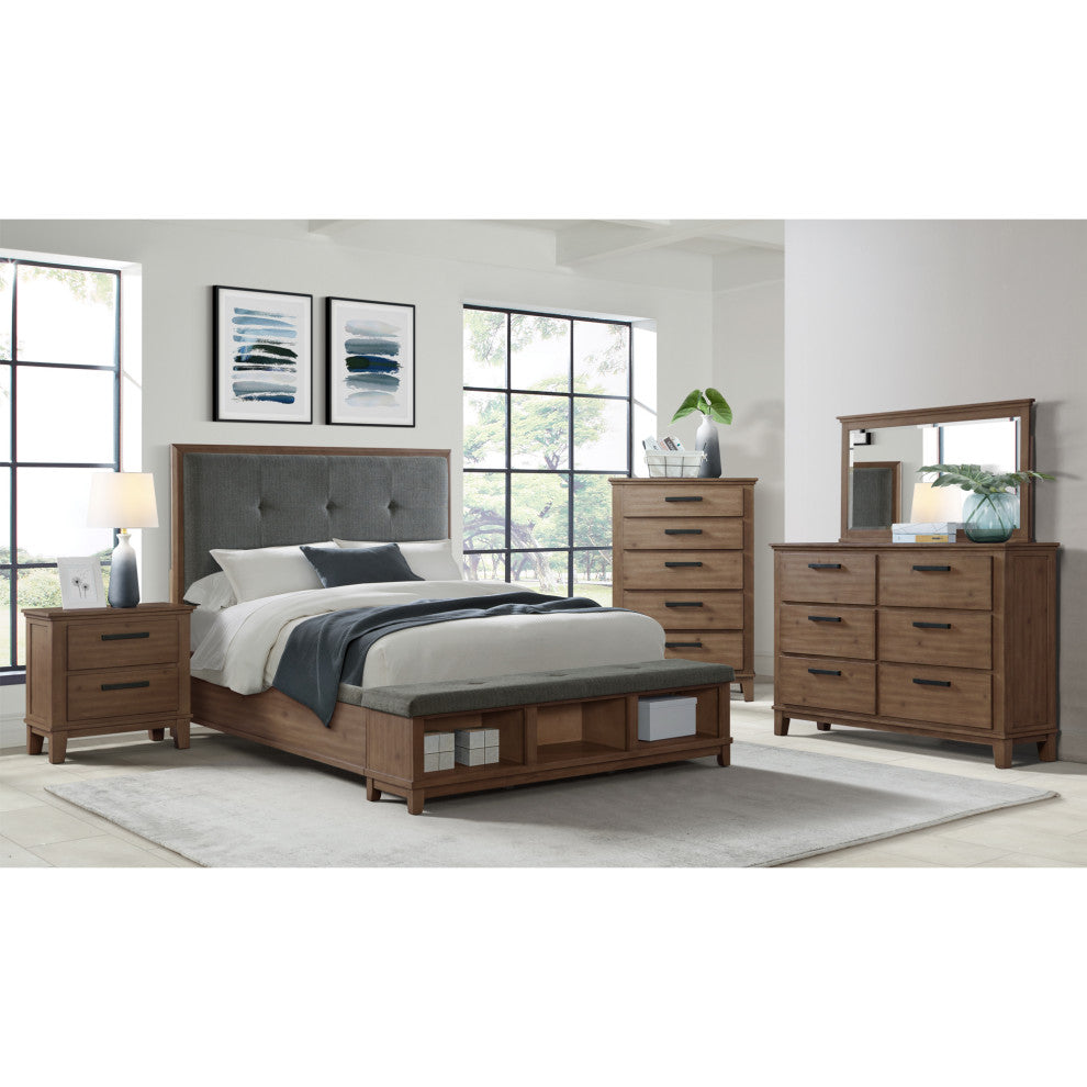 Picket House Jaxon Upholstered Queen Bed, Gray