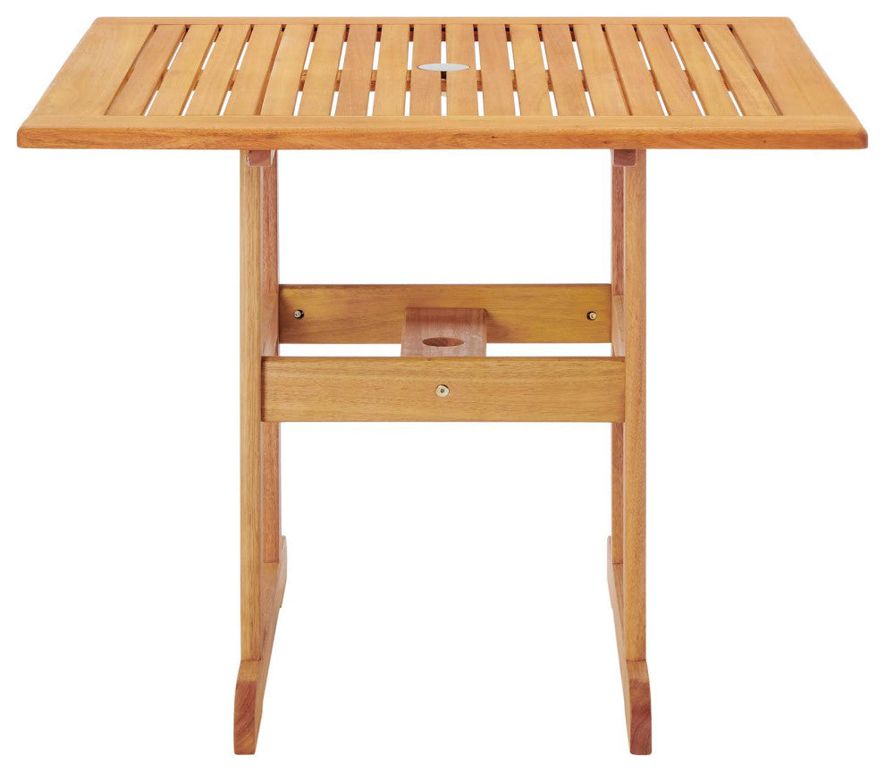Lounge Dining Table, Square, Wood, Brown Brown Natural, Modern, Outdoor Patio