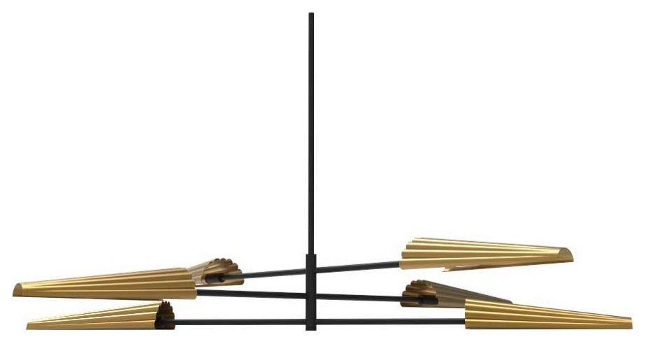 Cassie Contemporary 6 Light Matte Black Aged Brass Metal Chandelier
