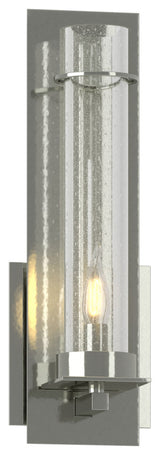 New Town Wall Sconce, Sterling, Seeded Clear Glass