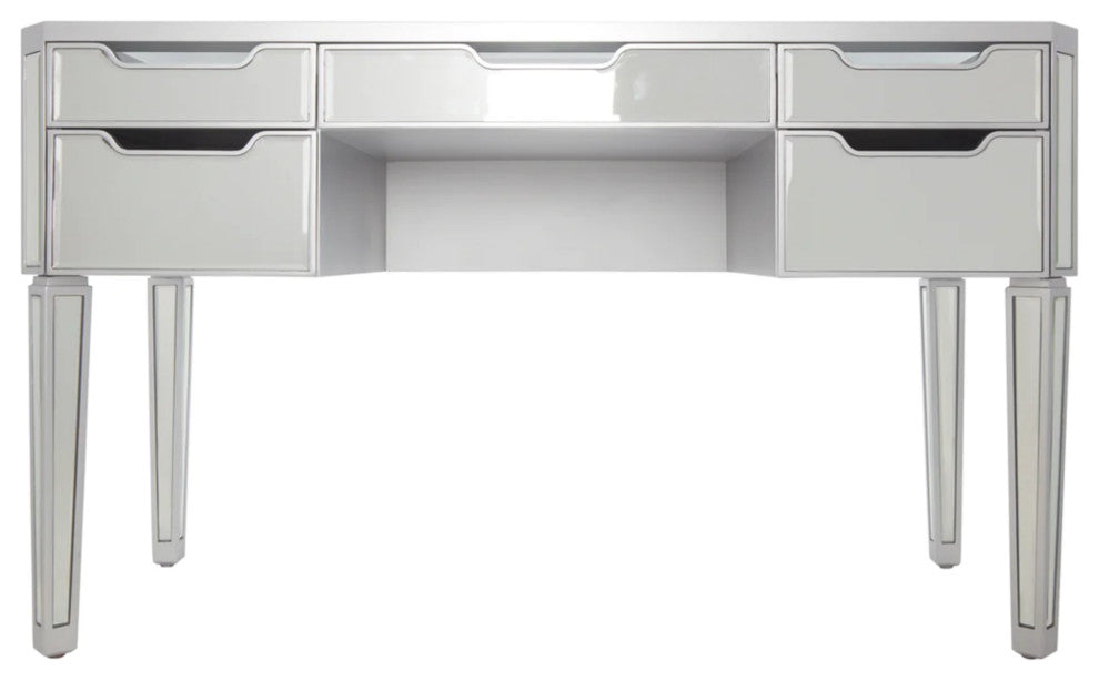 SlayStation Aria Premium Mirrored Vanity Desk, Silver