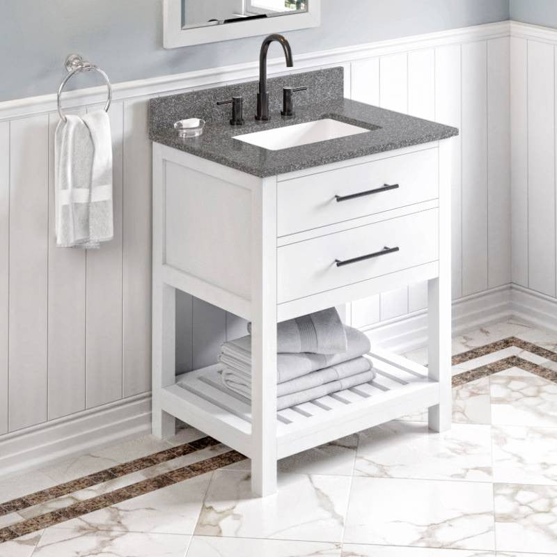 Wavecrest Contemporay White 30" Vanity, Boulder Cultured Marble Top