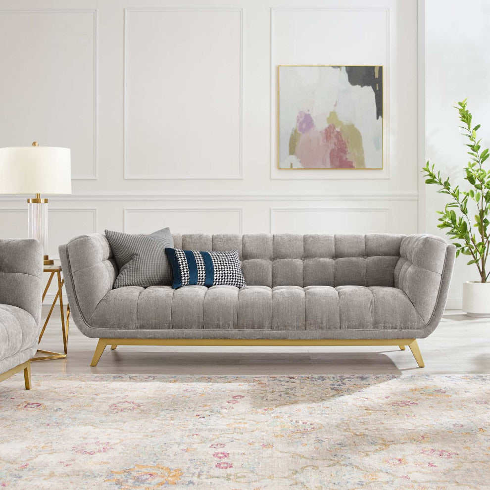 Bestow Crushed Performance Velvet Sofa Light Gray
