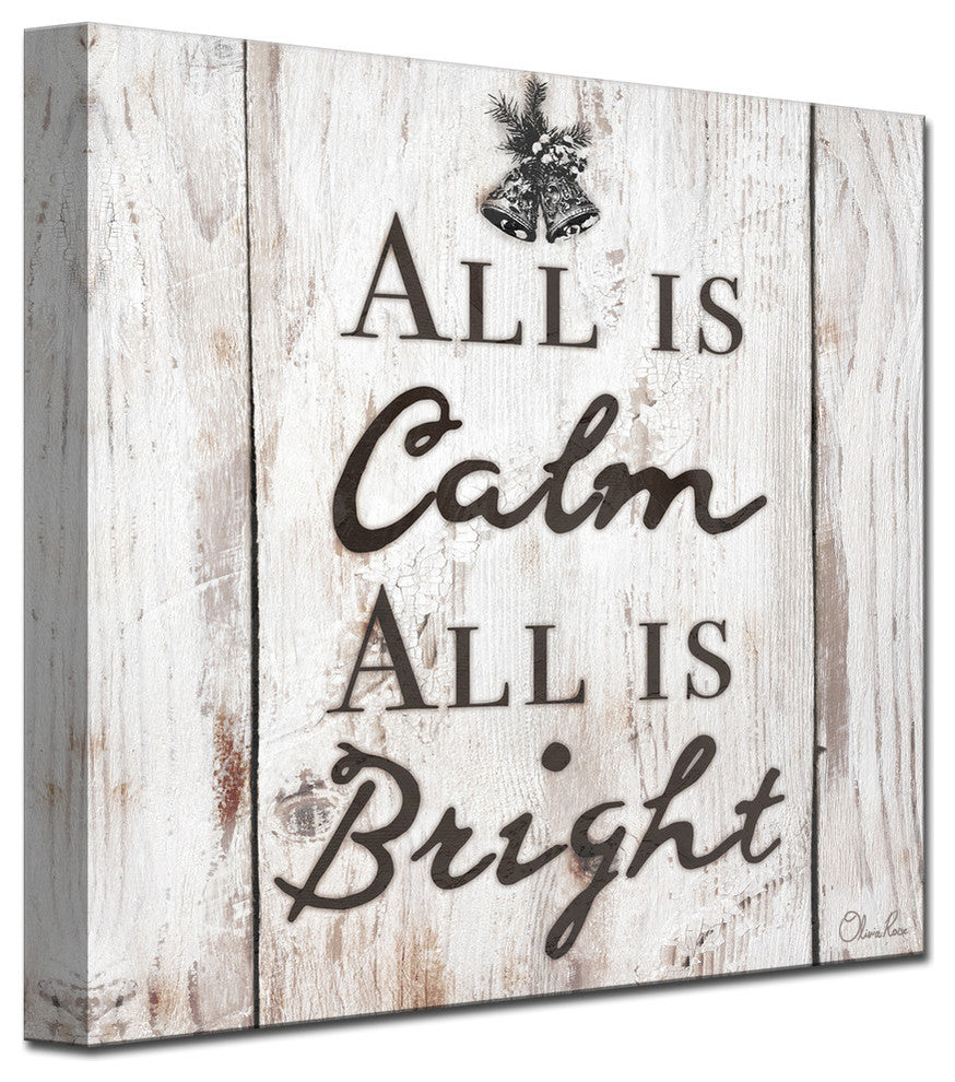 Ready2HangArt 'Christmas Silent Night' Textual Canvas Wall Art, 12"x12"