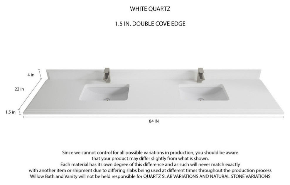 Elizabeth 84 Double Sink Bath Vanity in Light Natural Teak 1.5" White Quartz