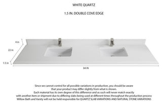 Elizabeth 84 Double Sink Bath Vanity in Light Natural Teak 1.5" White Quartz