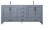 Jacques 72" Dark Grey Double Sink Vanity with Quartz Top, No Mirror