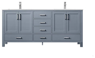 Jacques 72" Dark Grey Double Sink Vanity with Quartz Top, No Mirror