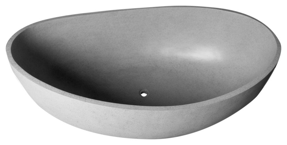 ALFI brand ABCO63TUB 63" Solid Concrete Gray Matte Oval Bathtub